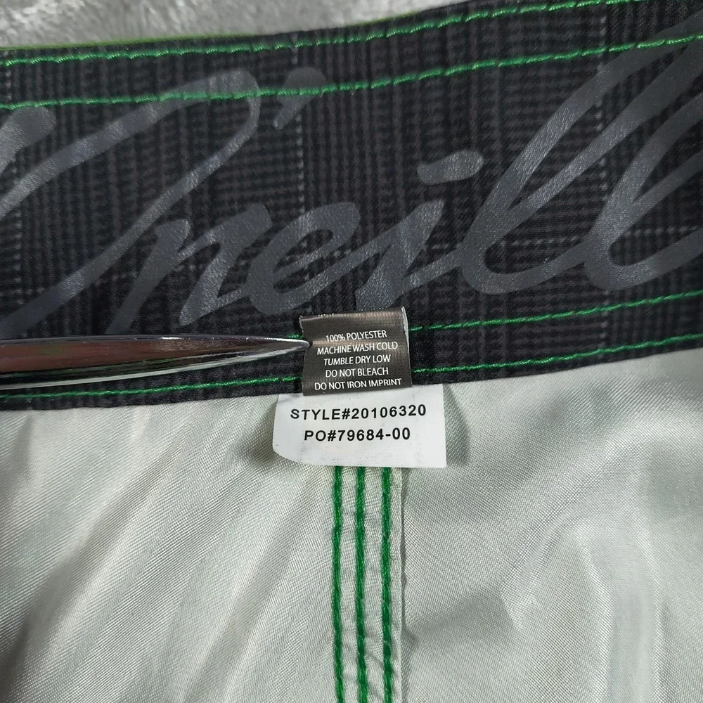 Oneill Board Shorts Mens 42 Green Embroidered‎ Plaid Y2K Swim Trunks Surf New